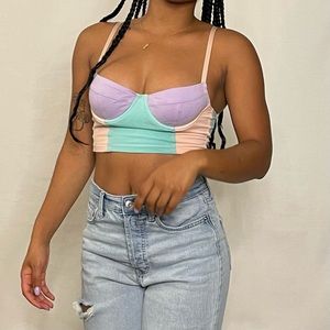 AA Color Block Cropped Bustier